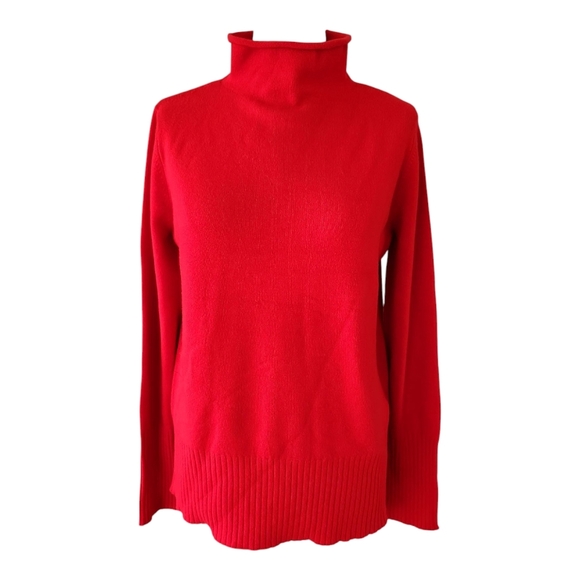 French Connection Red Turtleneck Sweater L Super Soft - Picture 1 of 10